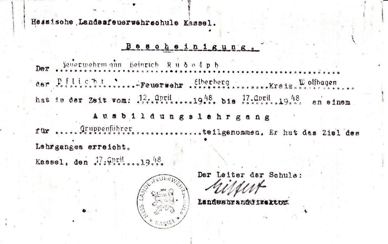 1948 04 17 Heinrich Rudolph besteht Gruppenführerlehrgang an HLFS