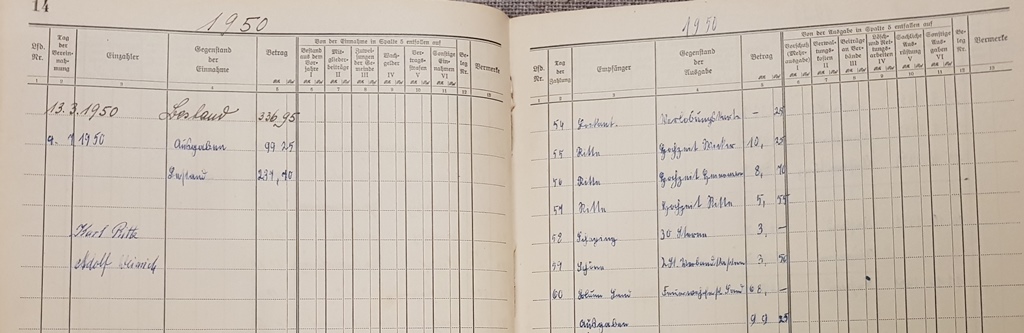 1950 07 04 Kassenbuch Feuerwehr Elben 1950