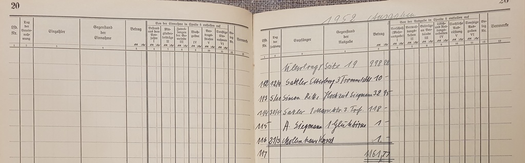 1952 11 30 Kassenbuch Feuerwehr Elben 1952c