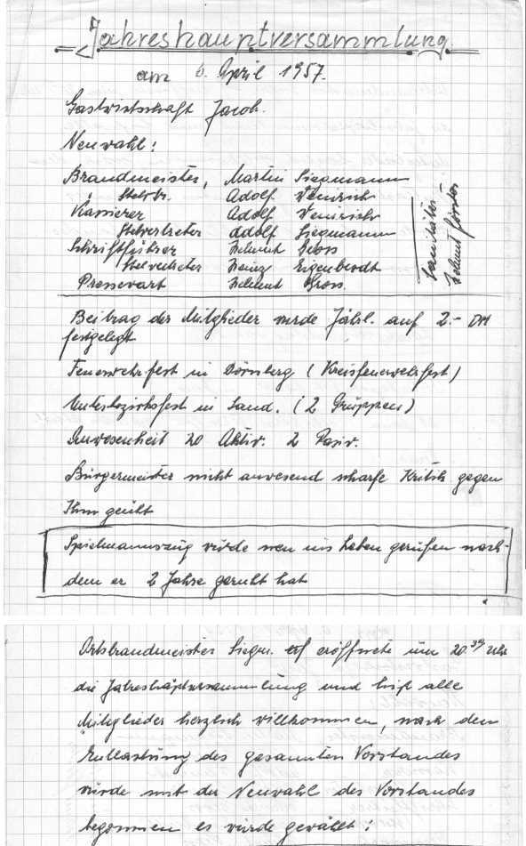1957 04 06 Jahreshauptversammlung am 6. April 1957