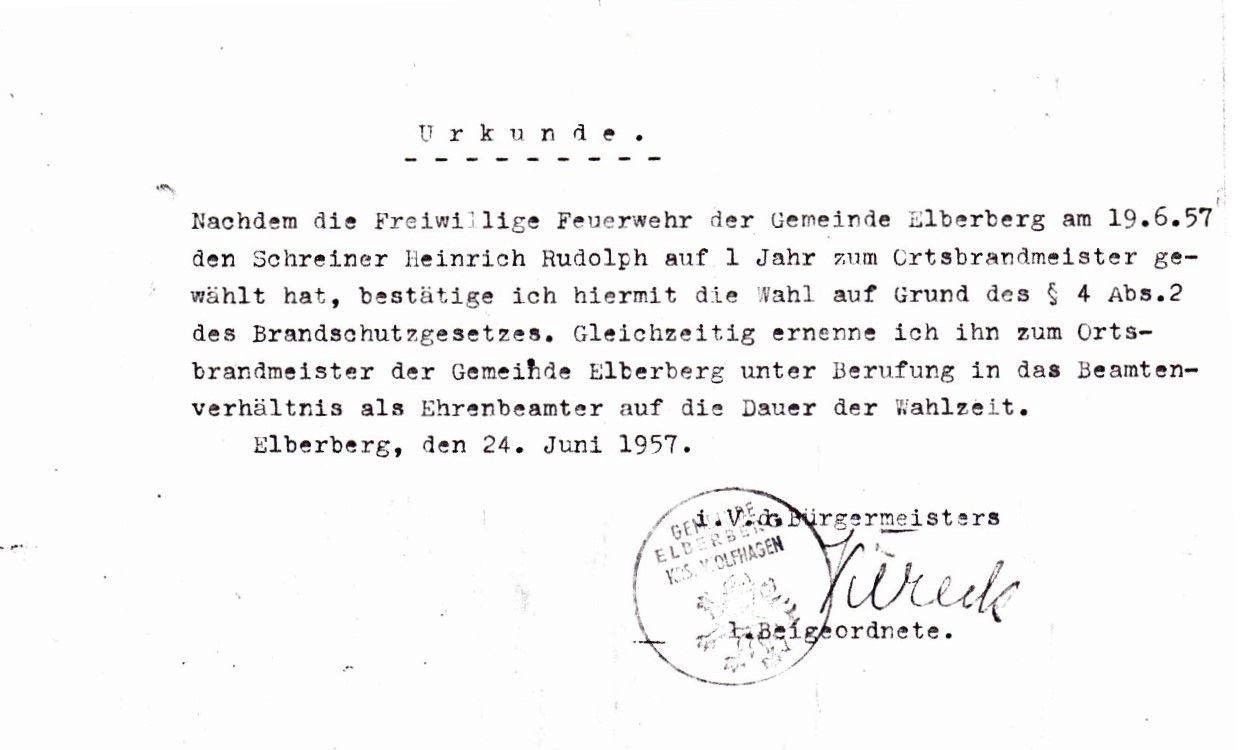 1957 06 24 Heinrich Rudolph Ortsbrandmeister Ehrenbeamter
