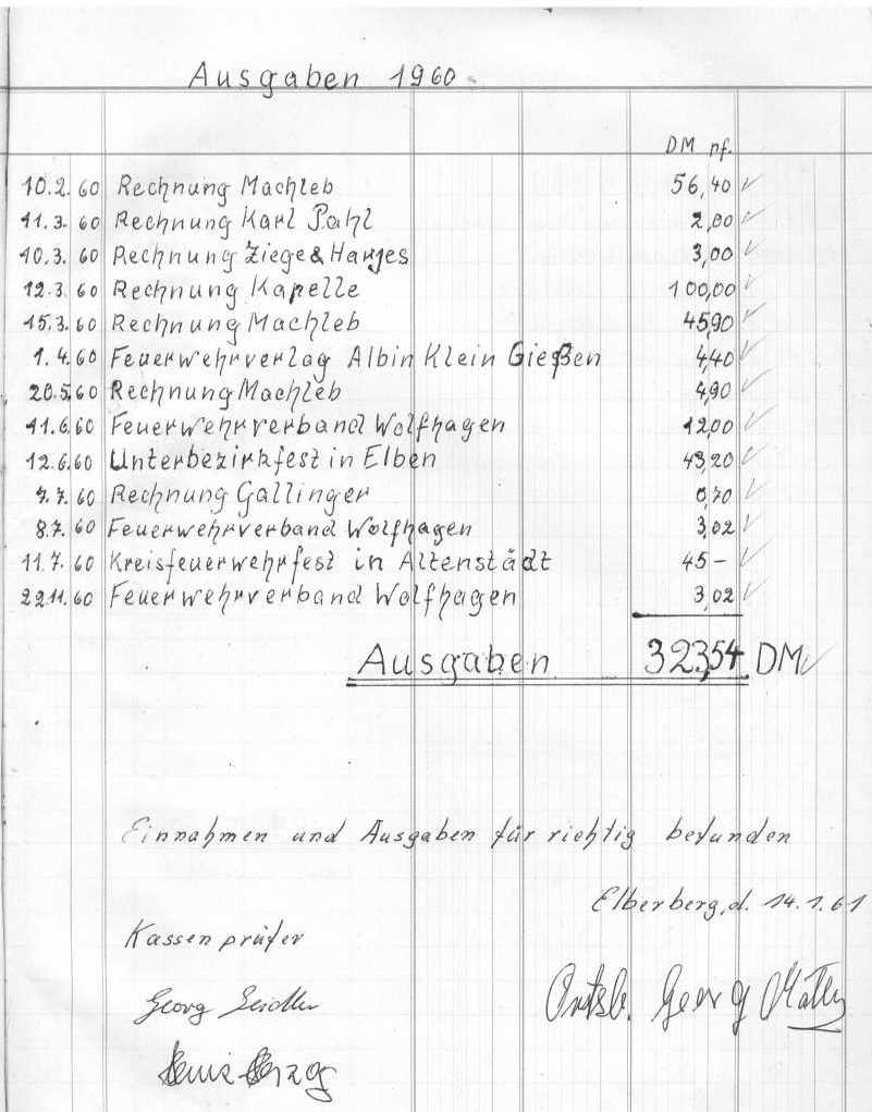 1961 01 14b Kassenbuch Elberberg 1960