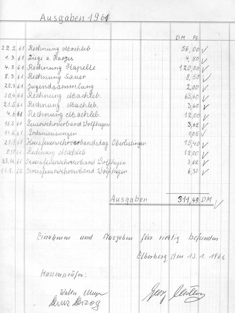 1962 01 13b Kassenbuch Elberberg 1961