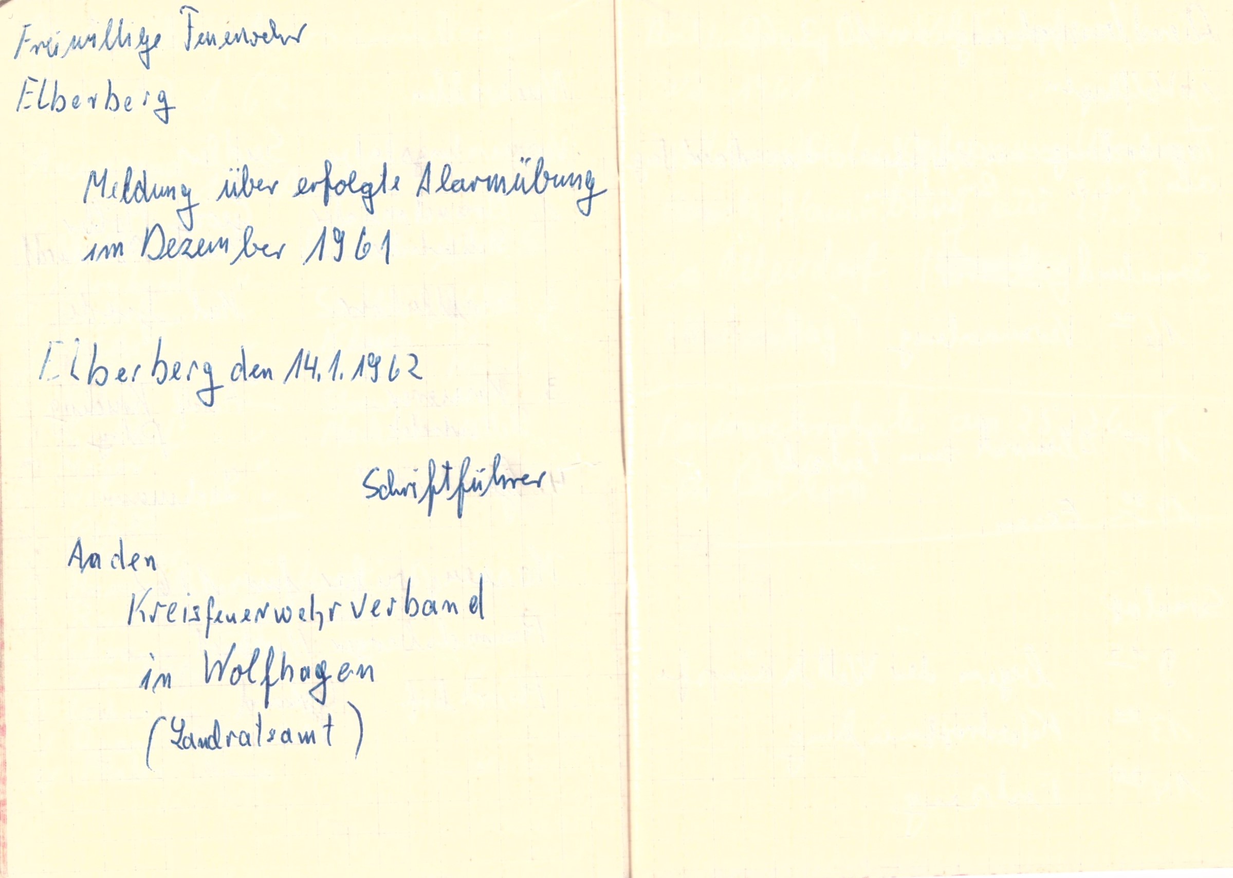 1962 01 14 Meldung über erfolgte Alarmübung