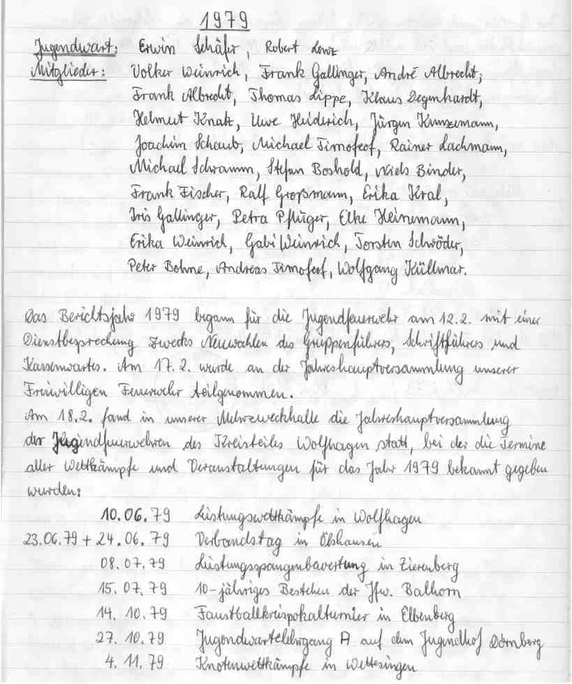 1979 00 00 Jahresbericht deer Jugendfeuerwehr 1979 01