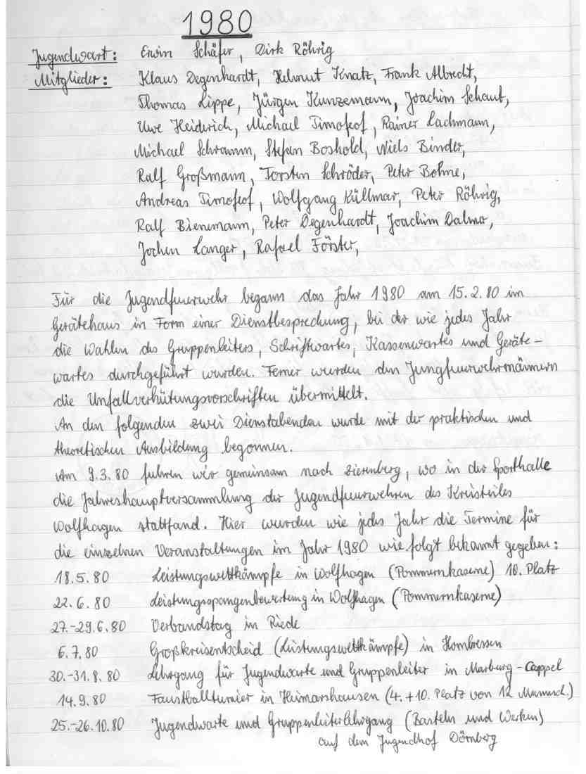 1981 01 11 Jahresbericht der Jugendfeuerwehr 1980 Bild 1