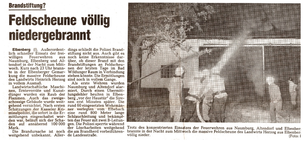 1983 08 25 Feldschäune völlig niedergebrannt