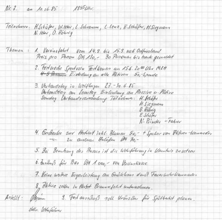 1985 06 10 Vorstandsitzungsprotokoll Nr. 02 Bild