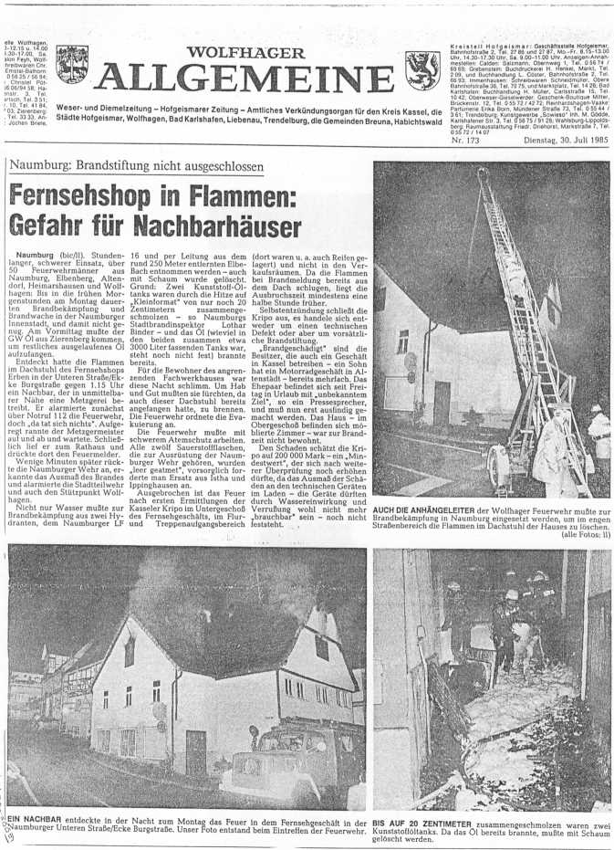 1985 07 30 HNA Brand Fernsehshop Erben Artikel