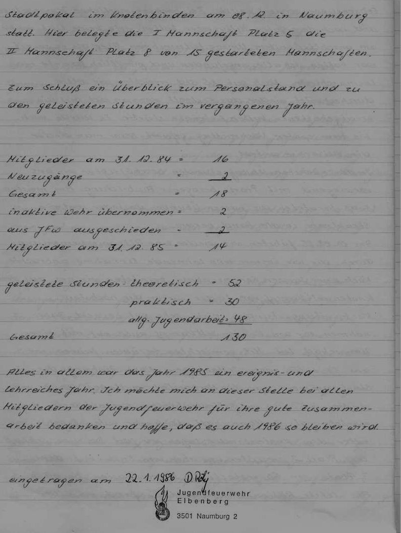 1986 01 22 Jahresbericht der Jugendfeuerwehr 1985 Bild 4jpg