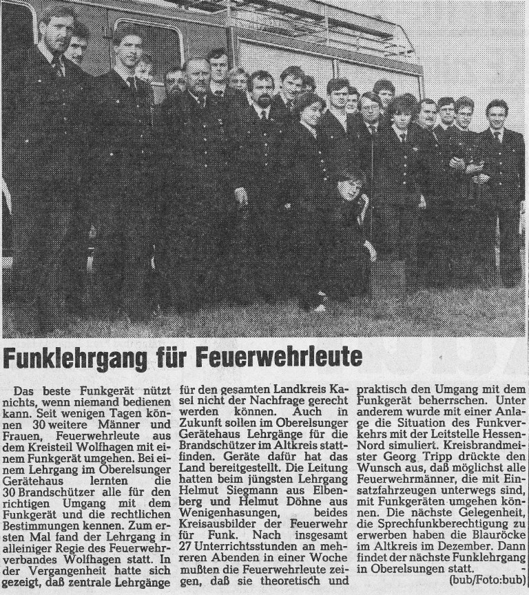 1986 10 25 Sprechfunklehrgang Funklehrgang für Feuerwehrleute