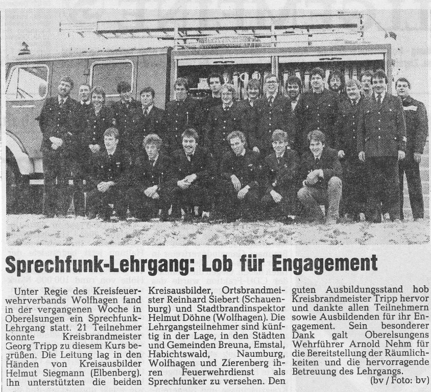 1986 12 23 Sprechfunklehrgang Lob für Engagement