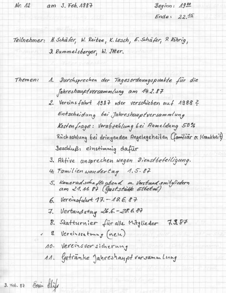 1987 02 03 Vorstandssitzungsprotokoll Nr.12