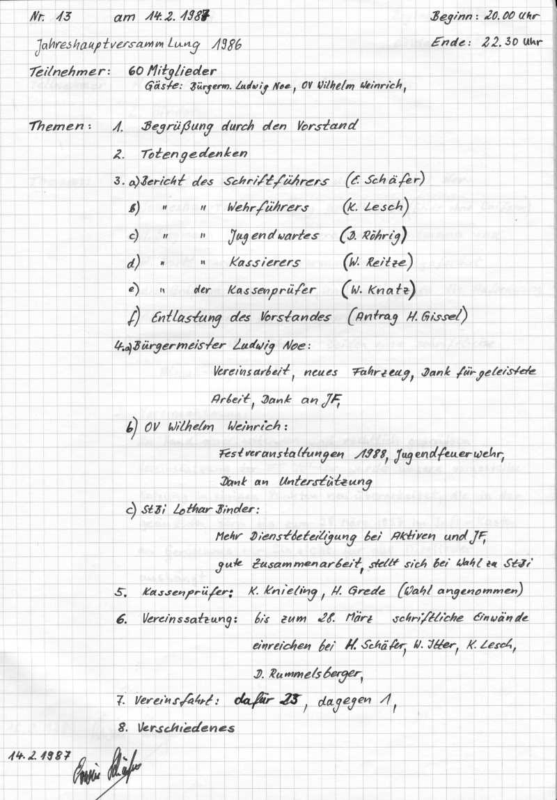 1987 02 14 Vorstandssitzungsprotokoll Nr.13