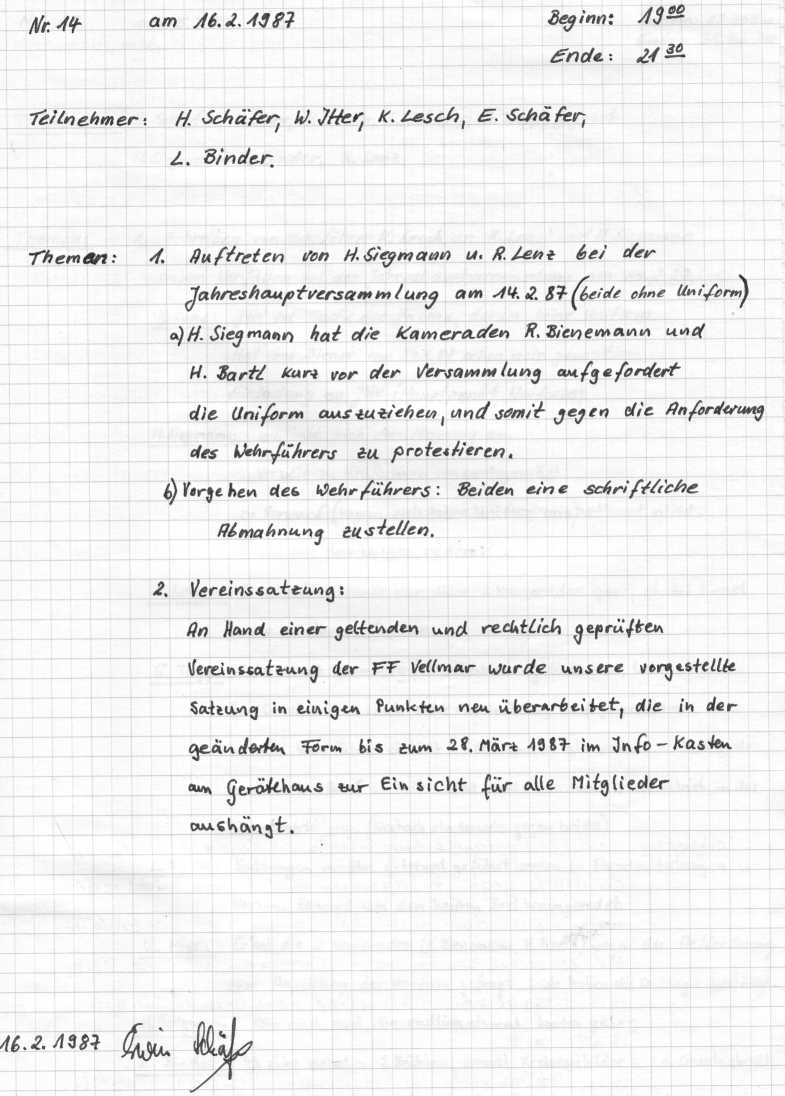 1987 02 16 Vorstandssitzungsprotokoll Nr.14