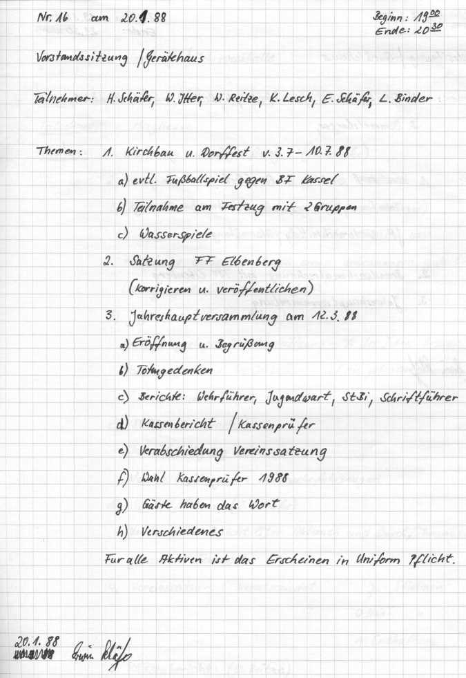 1988 01 20 Vorstandssitzungsprotokoll Nr.16