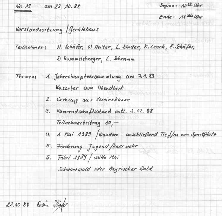 1988 10 23 Vorstandssitzungsprotokoll Nr. 19