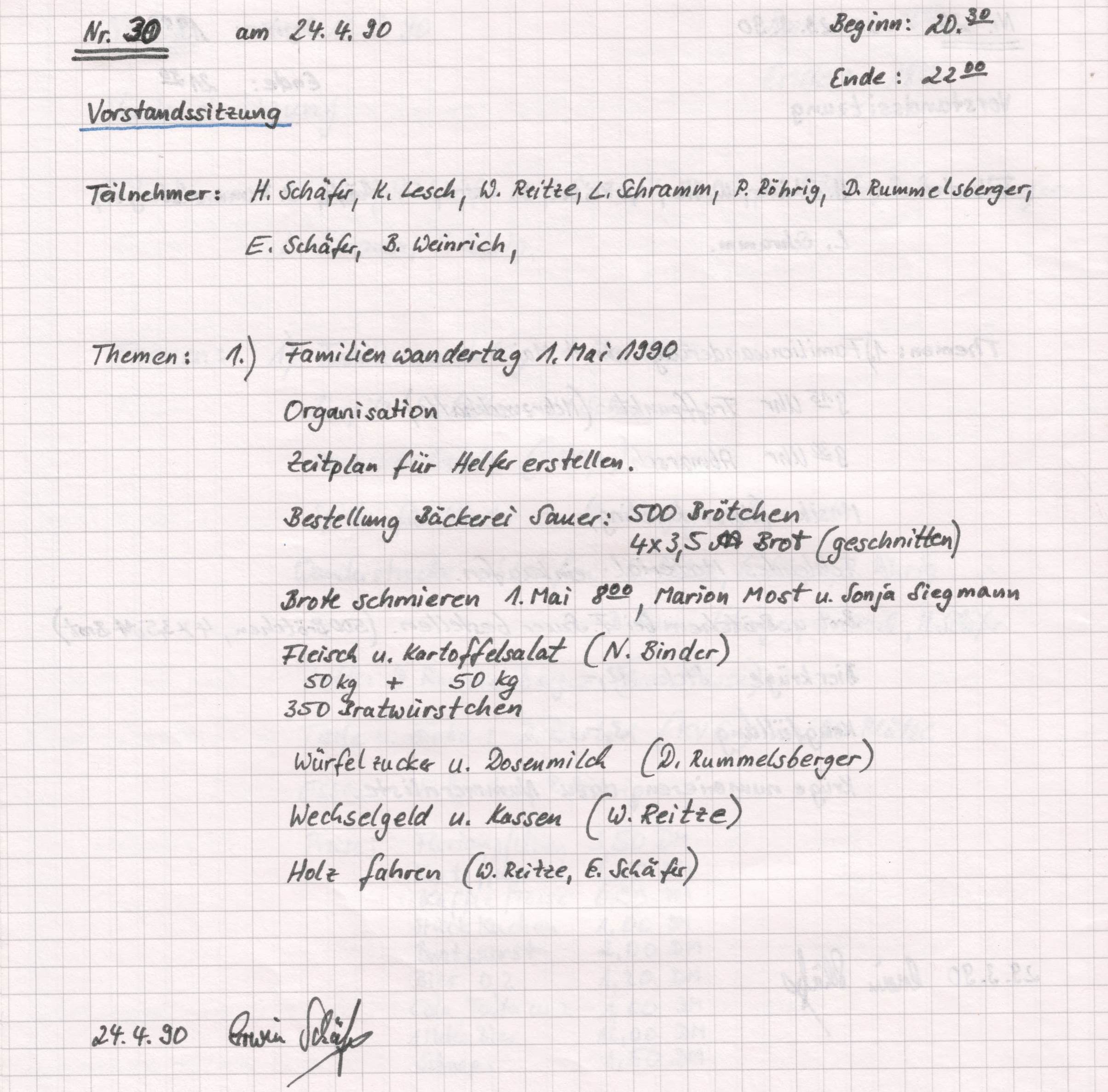 1990 04 24 Vorstandssitzungsprotokoll Nr. 30