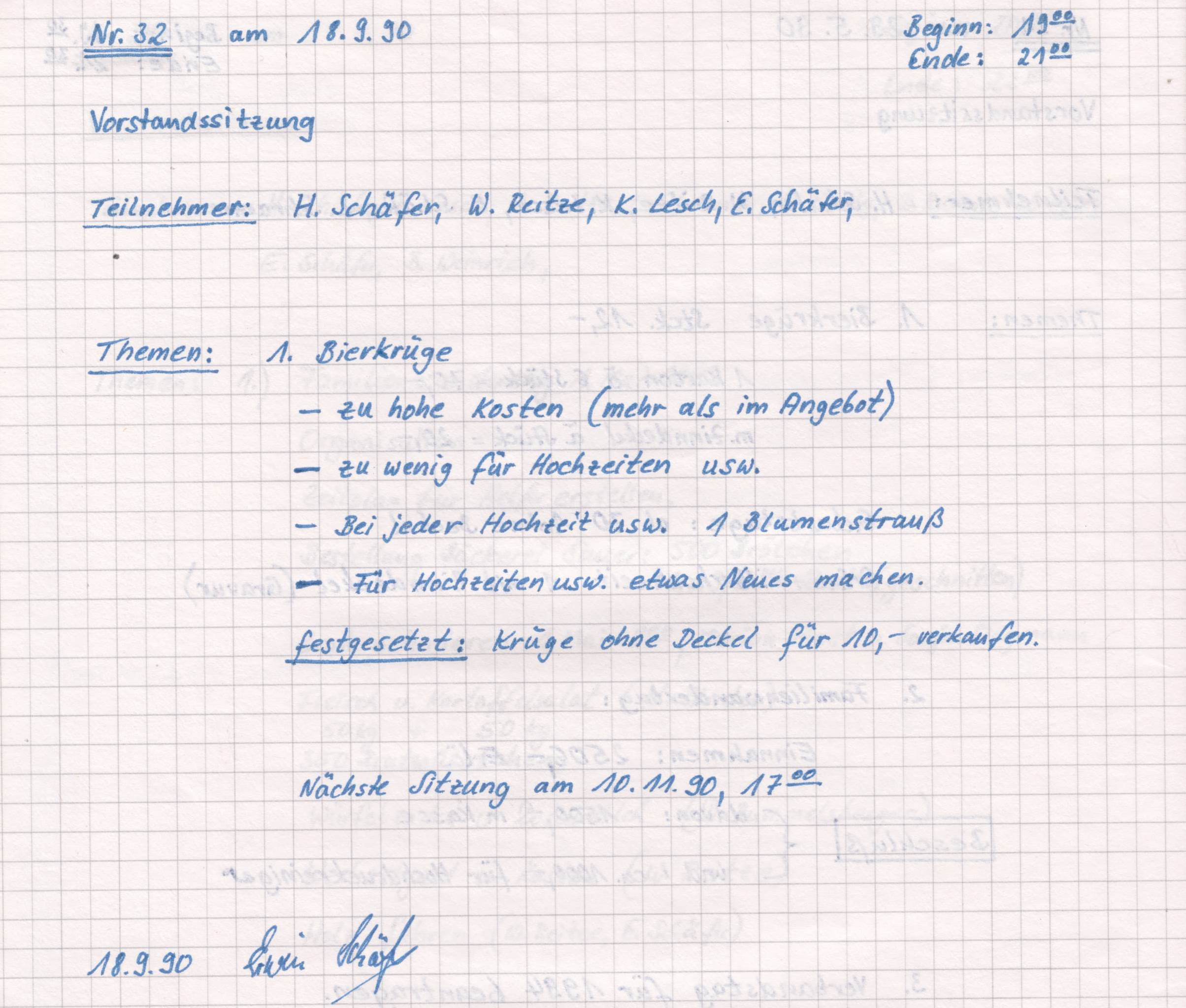 1990 09 18 Vorstandssitzungsprotokoll Nr. 32