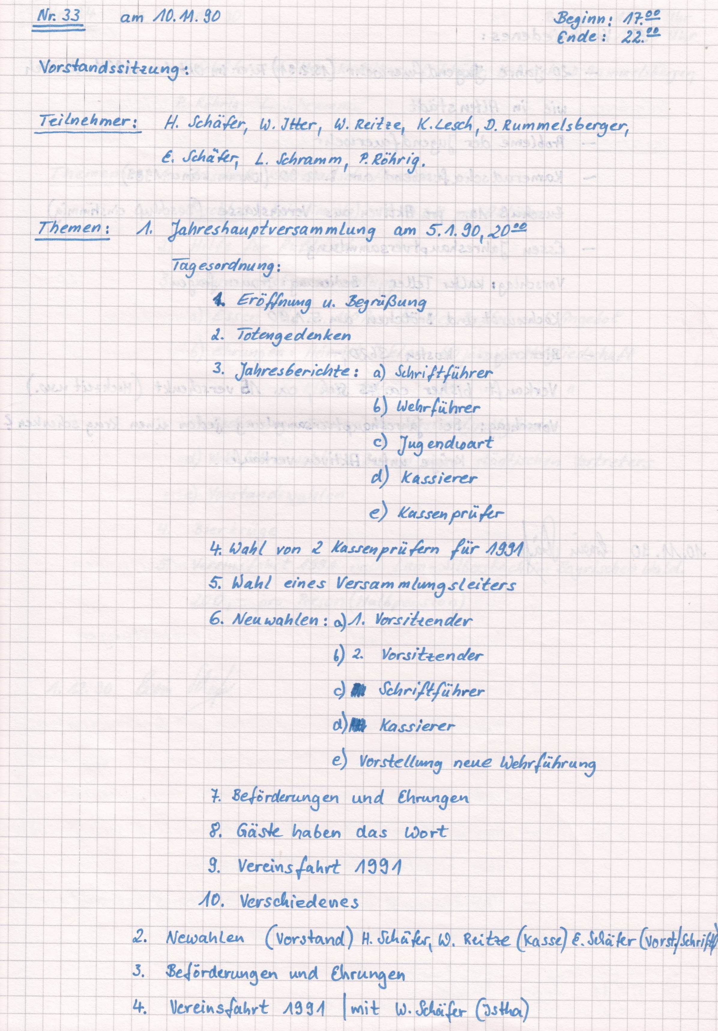1990 11 10 Vorstandssitzungsprotokoll Nr. 33a