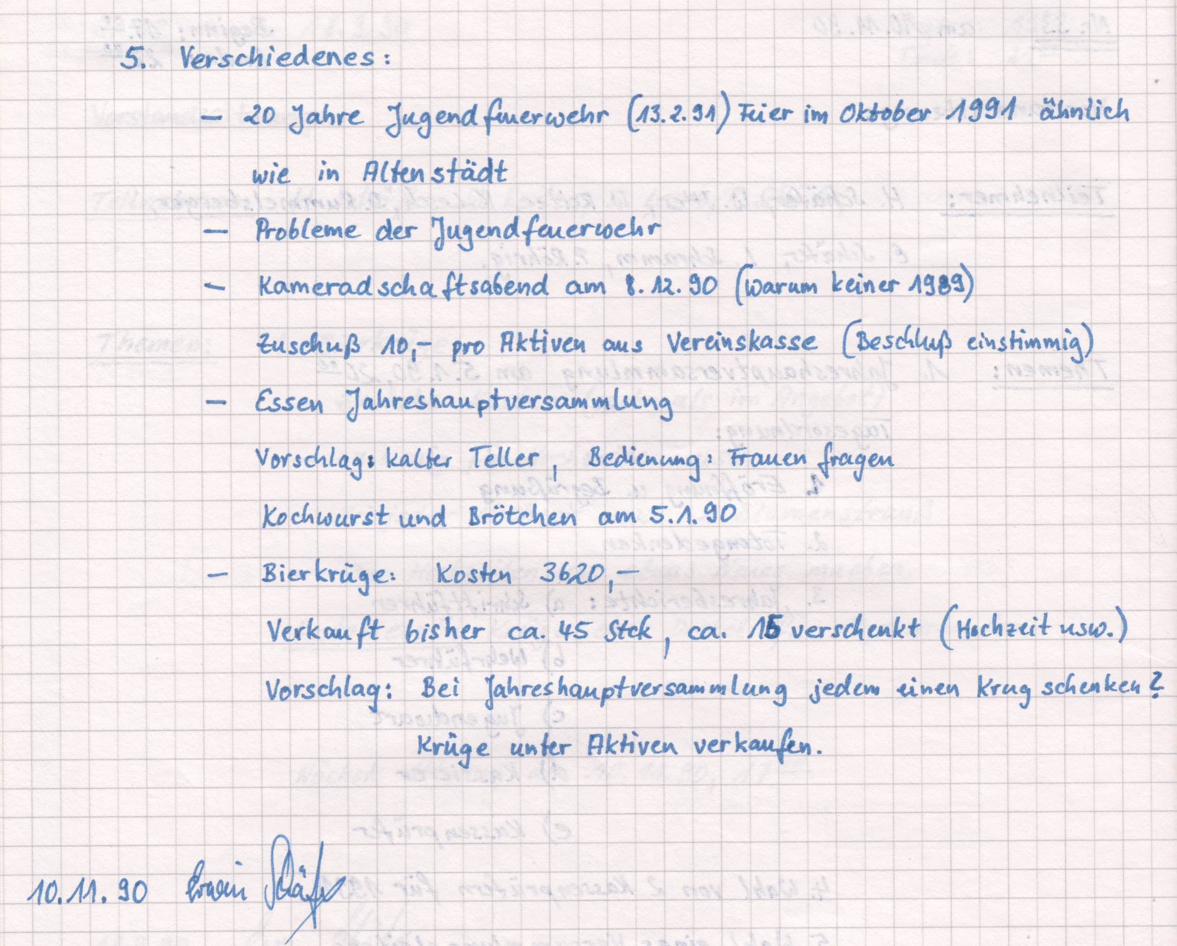 1990 11 10 Vorstandssitzungsprotokoll Nr. 33b