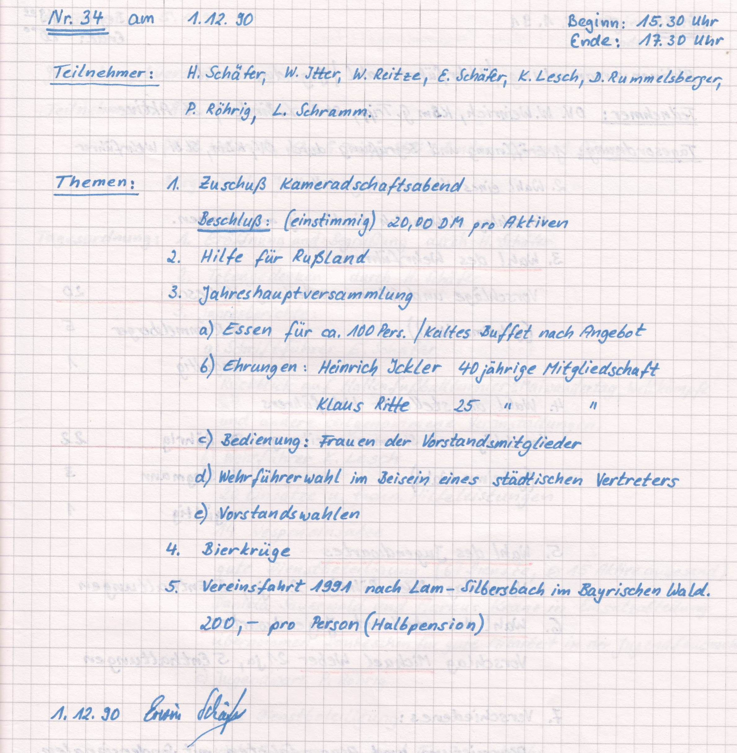 1990 12 01 Vorstandssitzungsprotokoll Nr. 34