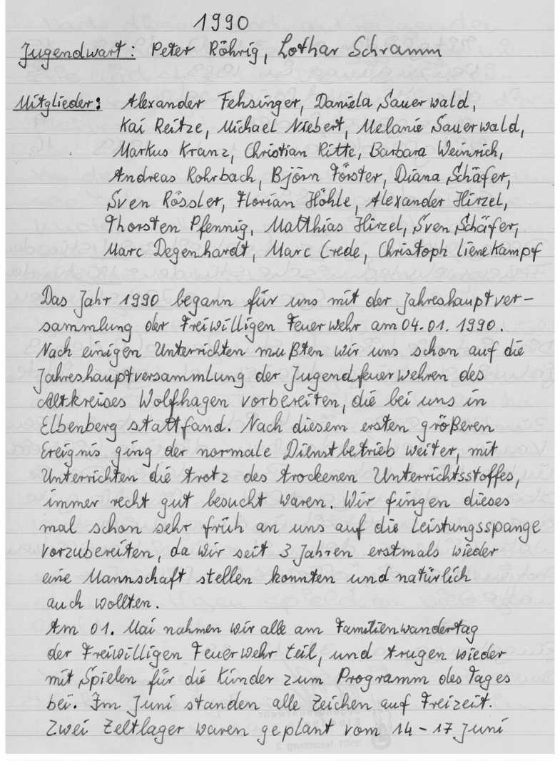 1991 01 05 Jahresbericht der Jugendfeuerwehr 1990 a