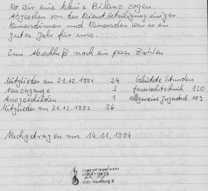 1993 01 09 Jahresbericht der Jugendfeuerwehr 1992 c