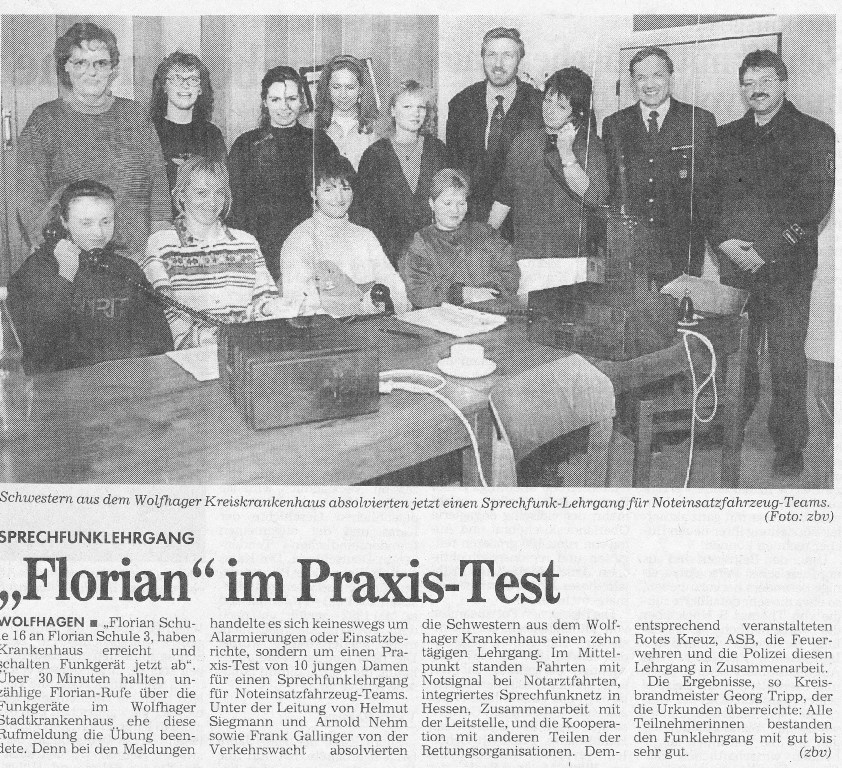 1993 11 30 Sprechfunklehrgang Florian im Praxis Test