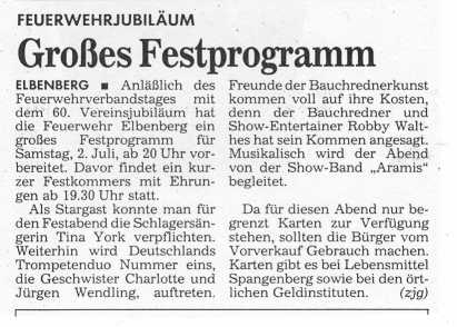 1994 05 31 Hinweis auf Festprogramm von Feuerwehrverbandstag in HNA