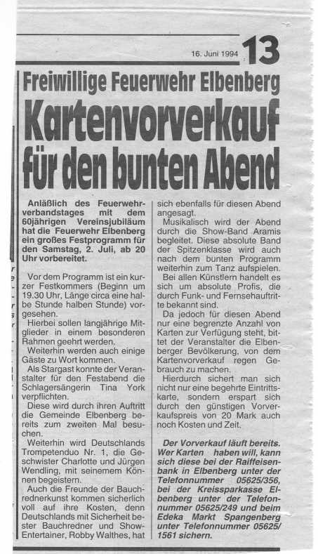 1994 06 16 Hinweis auf Kartenvorverkauf Bunter Abend