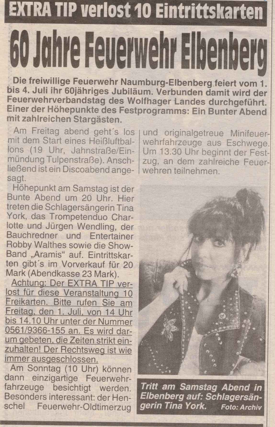 1994 06 30 Festprogrammablauf Verbandstag in Extra Tip Artikel A