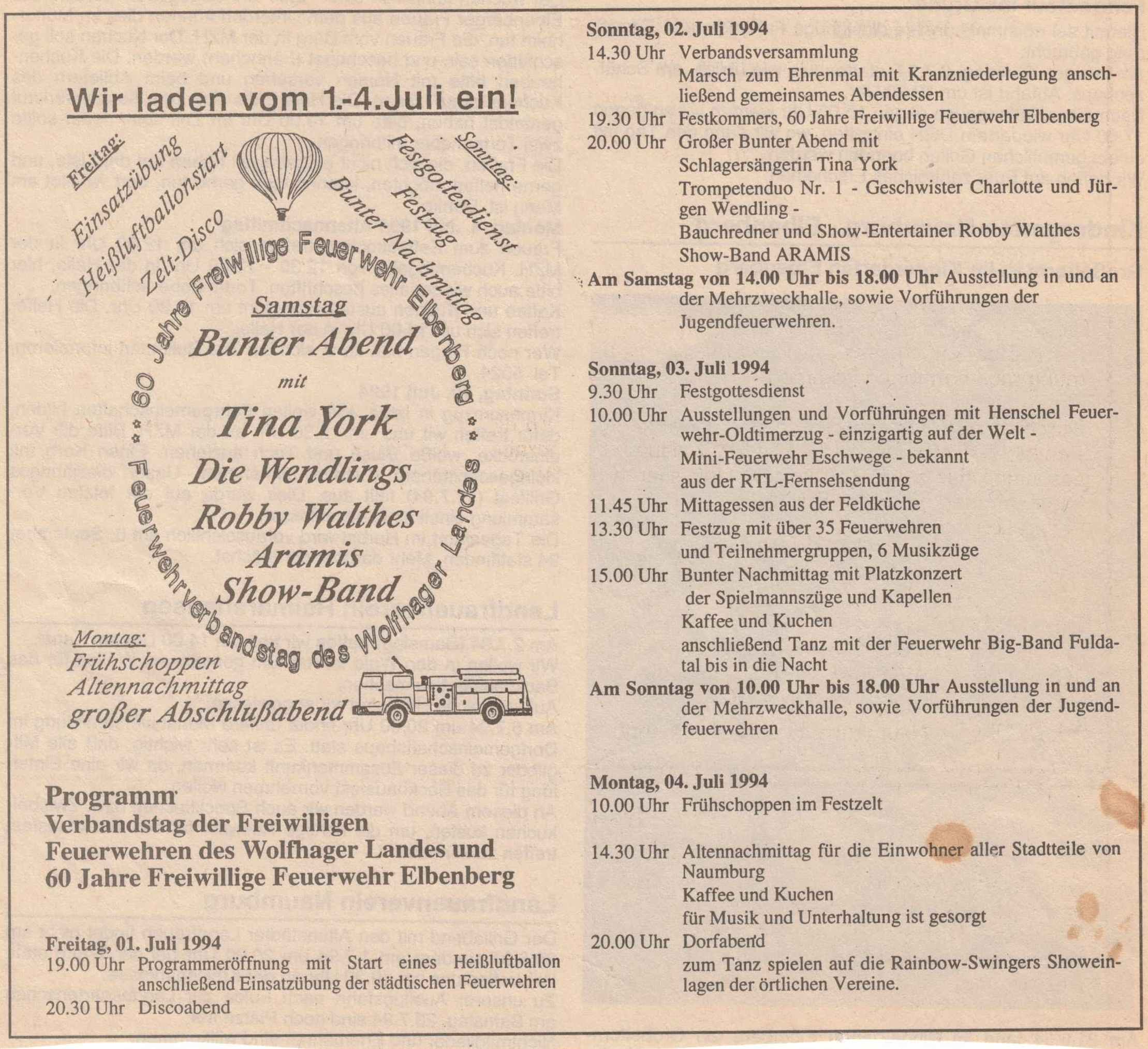 1994 06 30 Programmablauf des Feuerwehrverbandstages Artikel