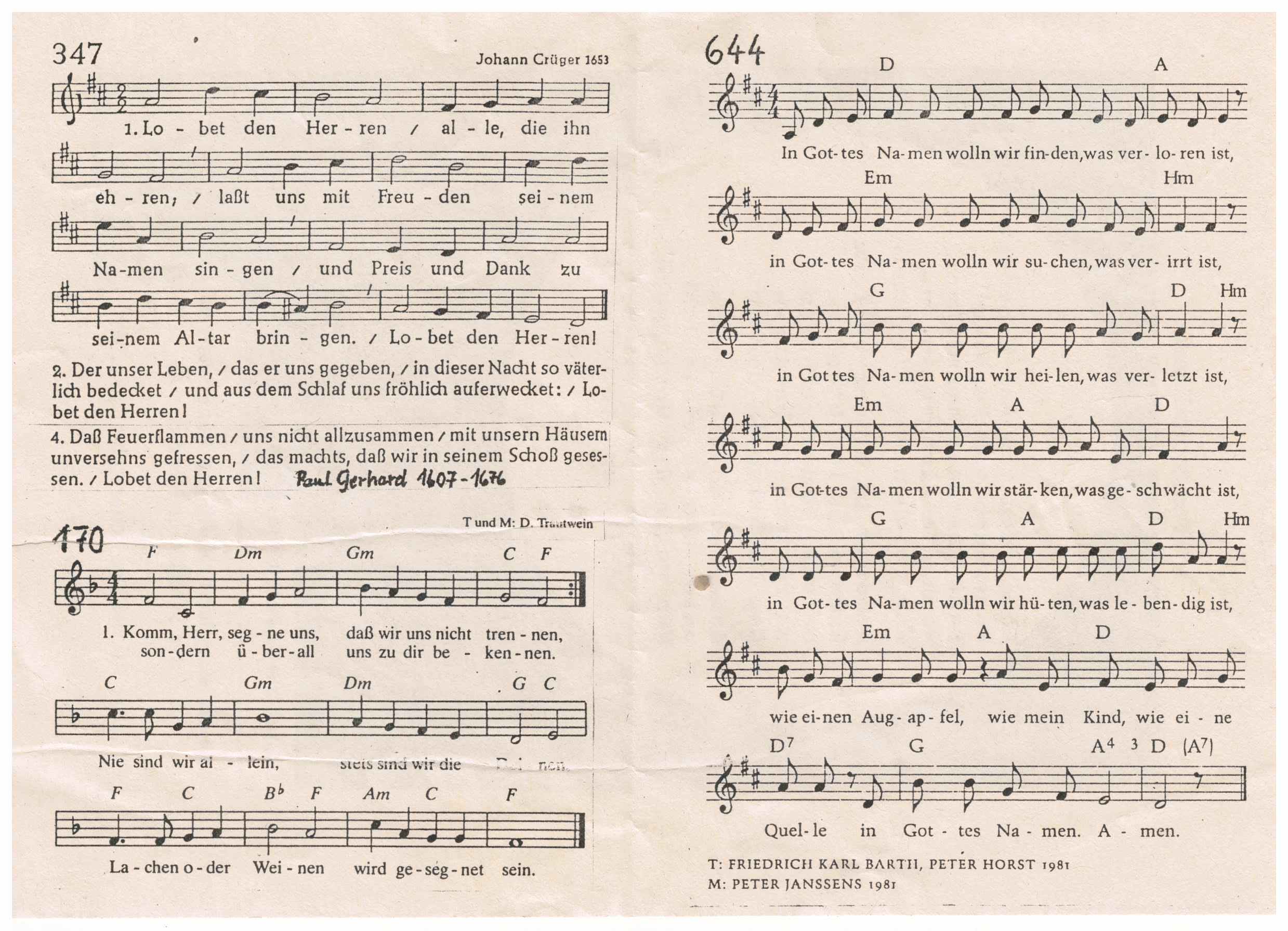 1994 07 03 Liedertext zum Festgottesdienst Notenteil