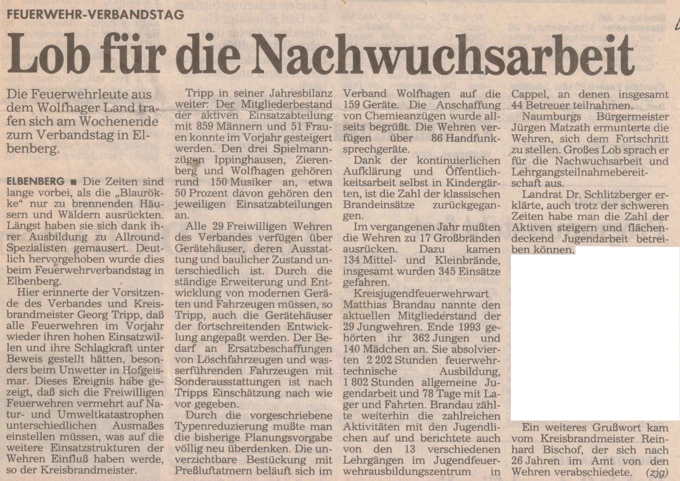 1994 07 04 Bericht über Verbandsversammlung zum Verbandstag