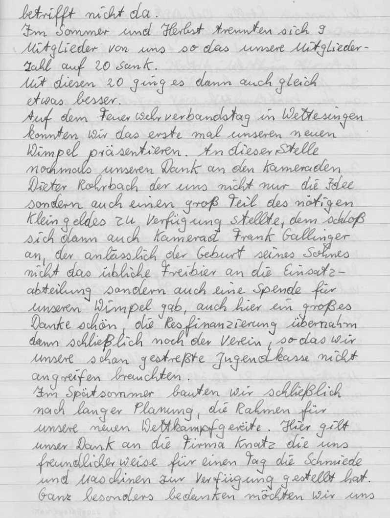 1994 11 14 Jahresbericht der Jugendfeuerwehr 1993 b