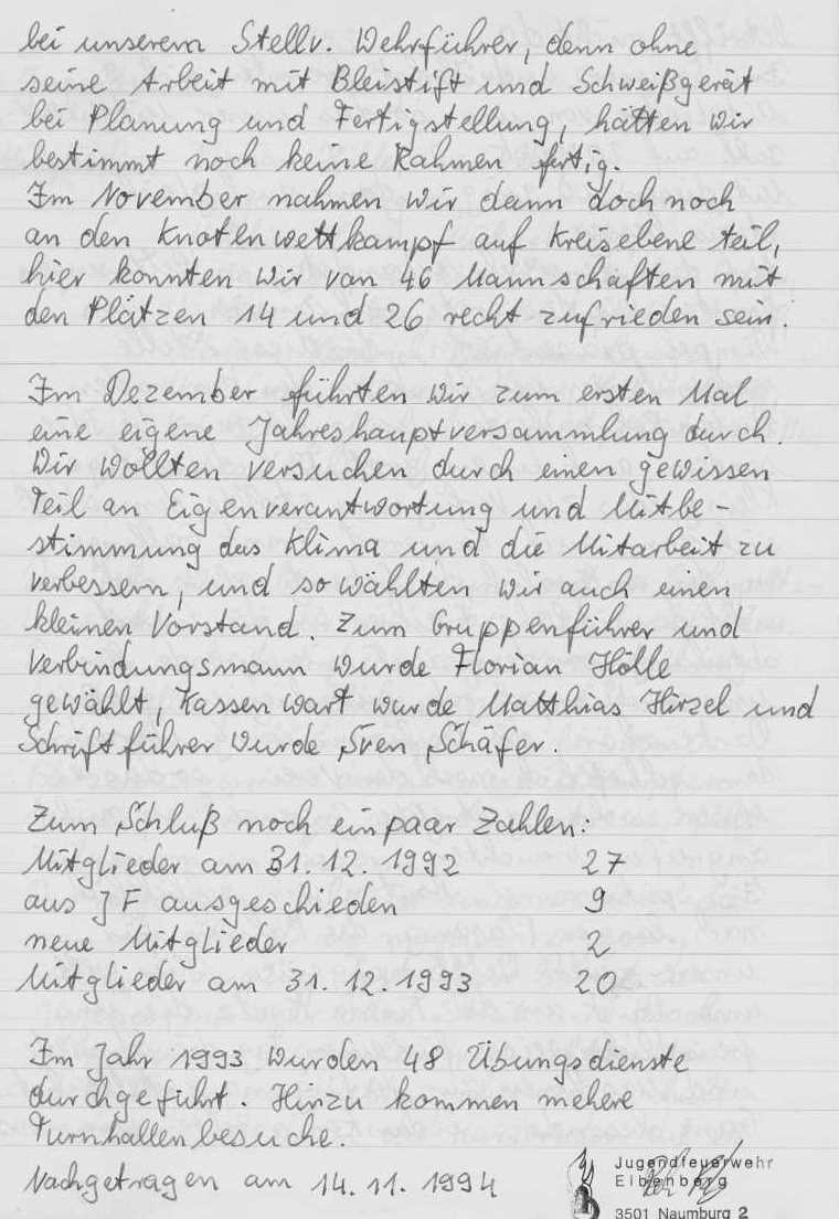 1994 11 14 Jahresbericht der Jugendfeuerwehr 1993 c