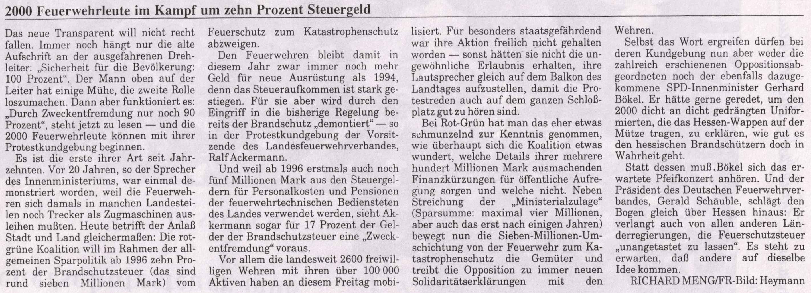 1996 01 27 Bericht über Demontration