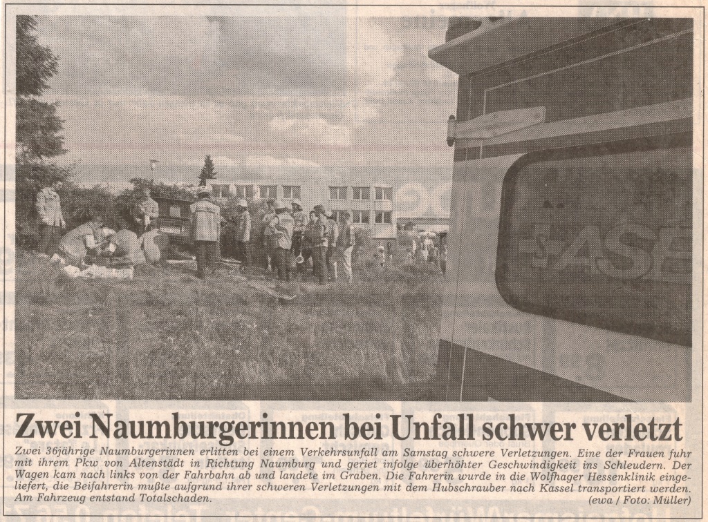 1996 07 22 Verkehrsunfall in Naumburg Artikel