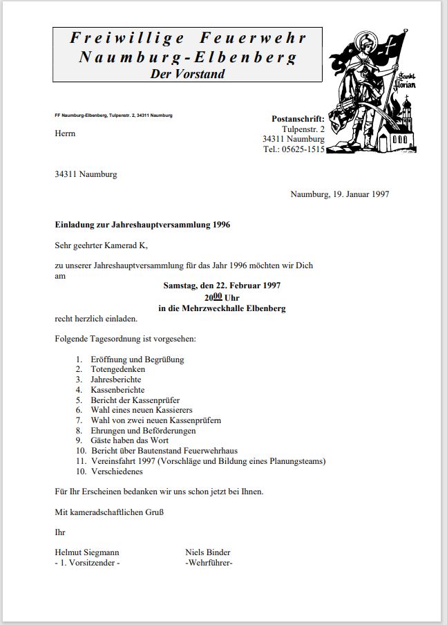 Einladung an Mitglieder