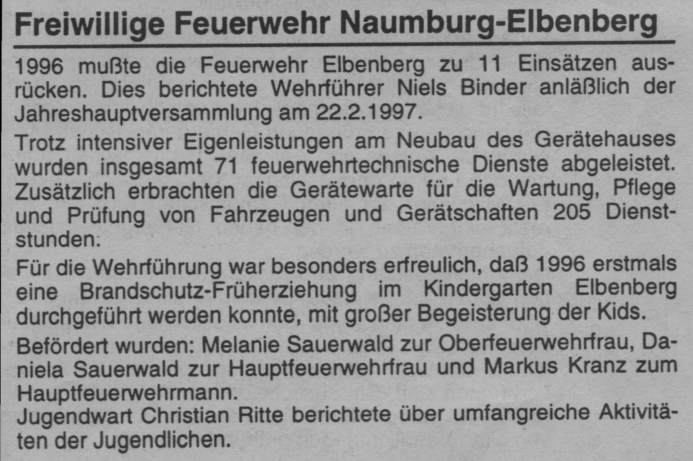 97 03 13 Bericht über die Jahreshauptversammlung in den Naumburger Nachrichten Artikel 1