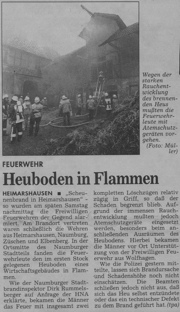 1997 04 12 Scheuenbrand in Heimarshausen Artikel