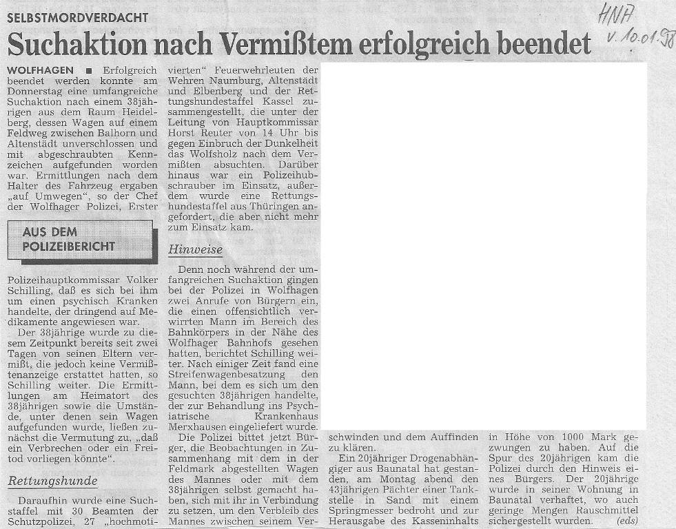 1998 01 08 Suchaktion nach vermissten Person