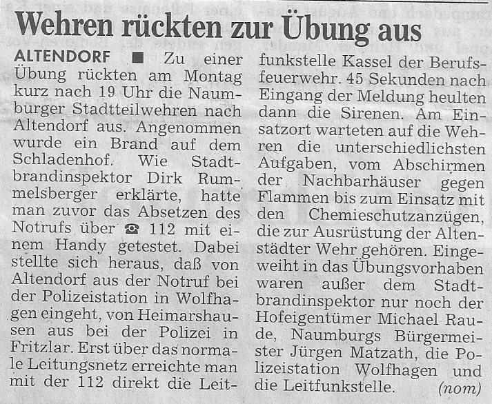 1998 07 28 Wehren rückten zur Übung aus
