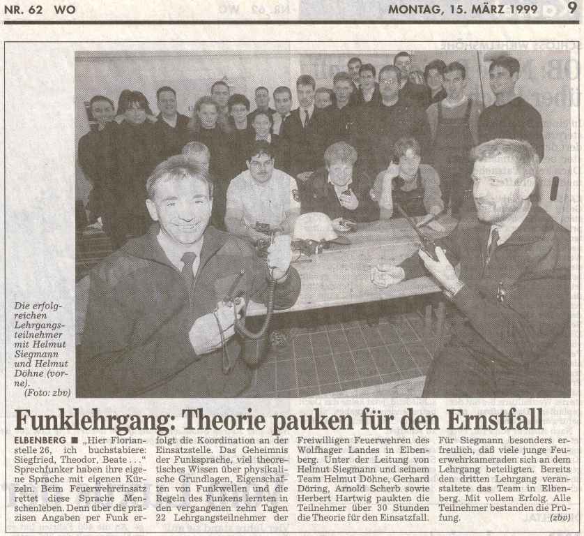 1999 03 15 Zeitungsbericht von Sprechfunklehrgang