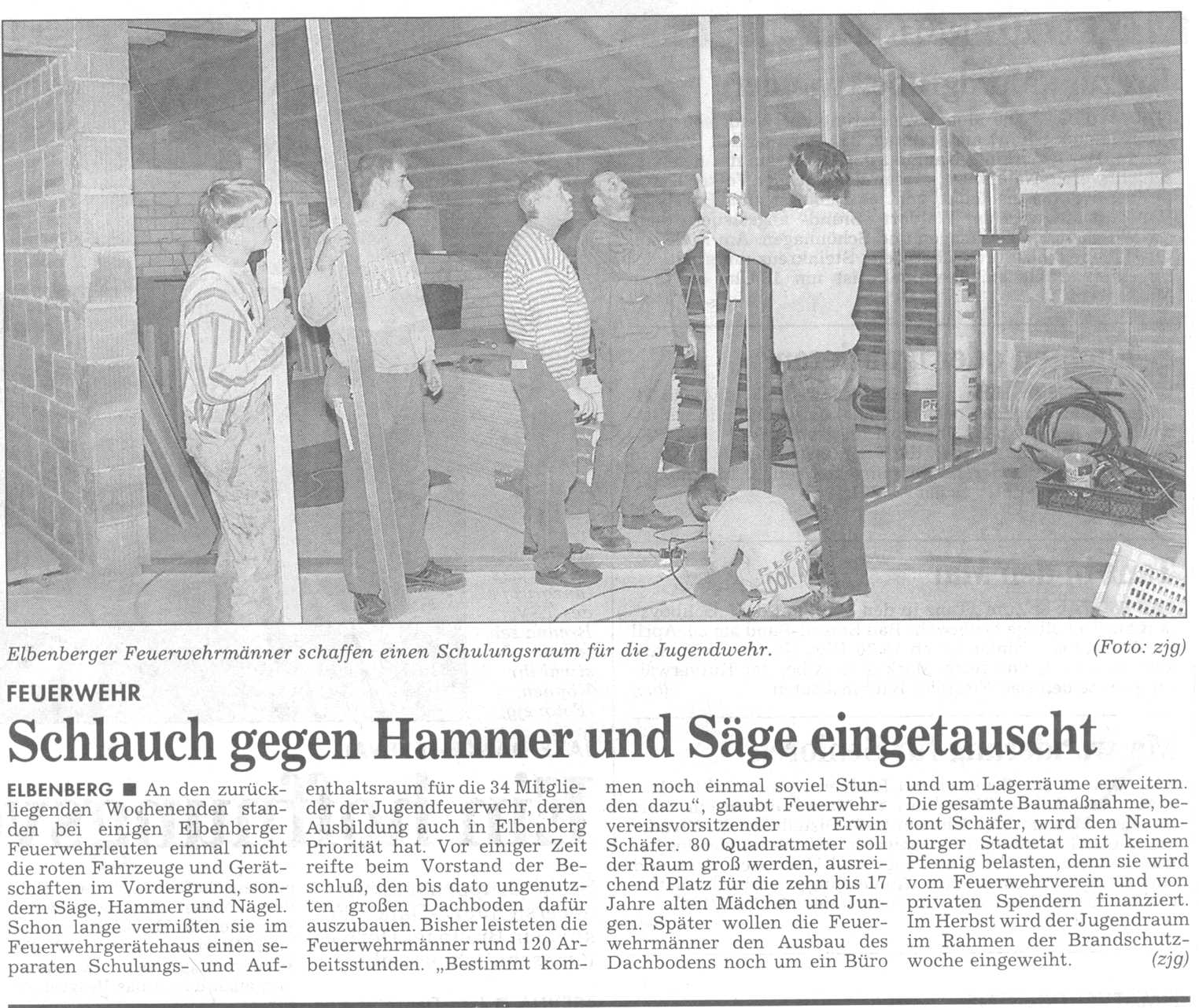 1999 04 21 Bericht über Ausbau des Dachbodens Zeitungsbericht