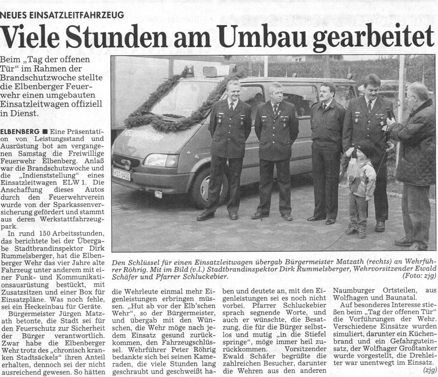 1999 10 23 Übergabe neuer ELW. .Artikel