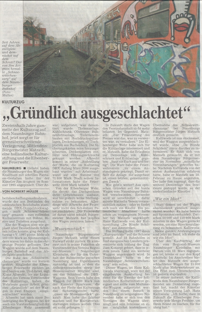 2000 04 01 Feuerwehr schlachtet Kulturzug aus