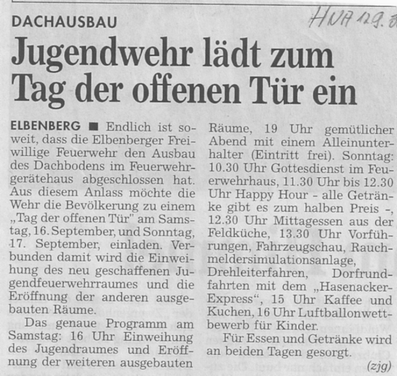 2000 09 12 Hinweis auf Tag der offenen Tür0001