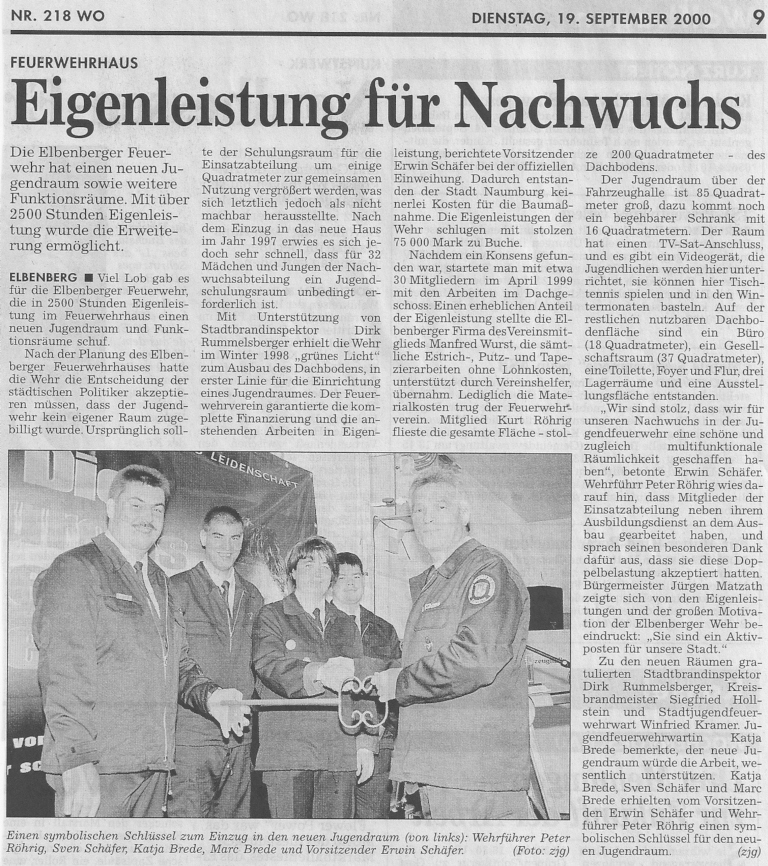 2000 09 16 Einweihung des Jugendfeuerwehrraumes0001